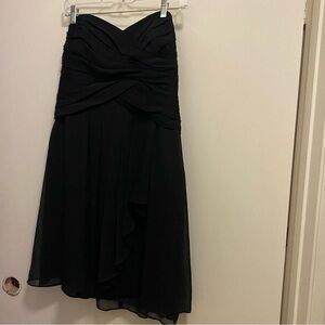 David’s Bridal Womens Formal Strapless Mini Dress Black Size 12 Ruched Bust NWT